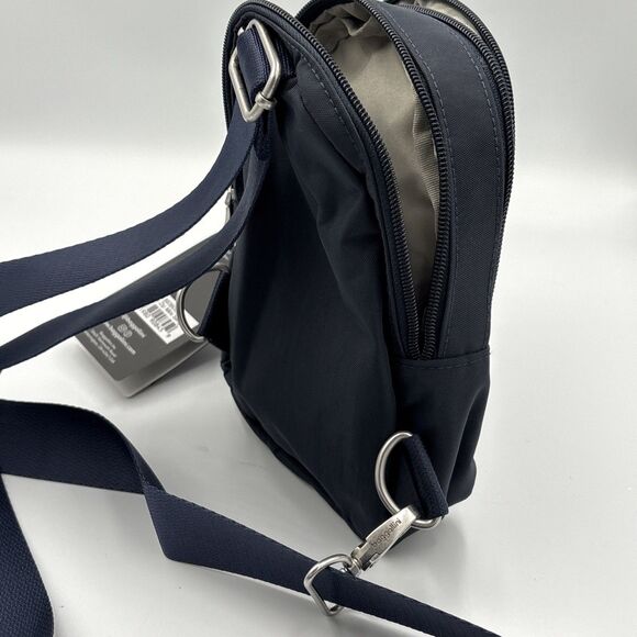Baggallini Double Zip Mini Sling. Backpack Purse Bag Nylon Blue - Picture 8 of 9